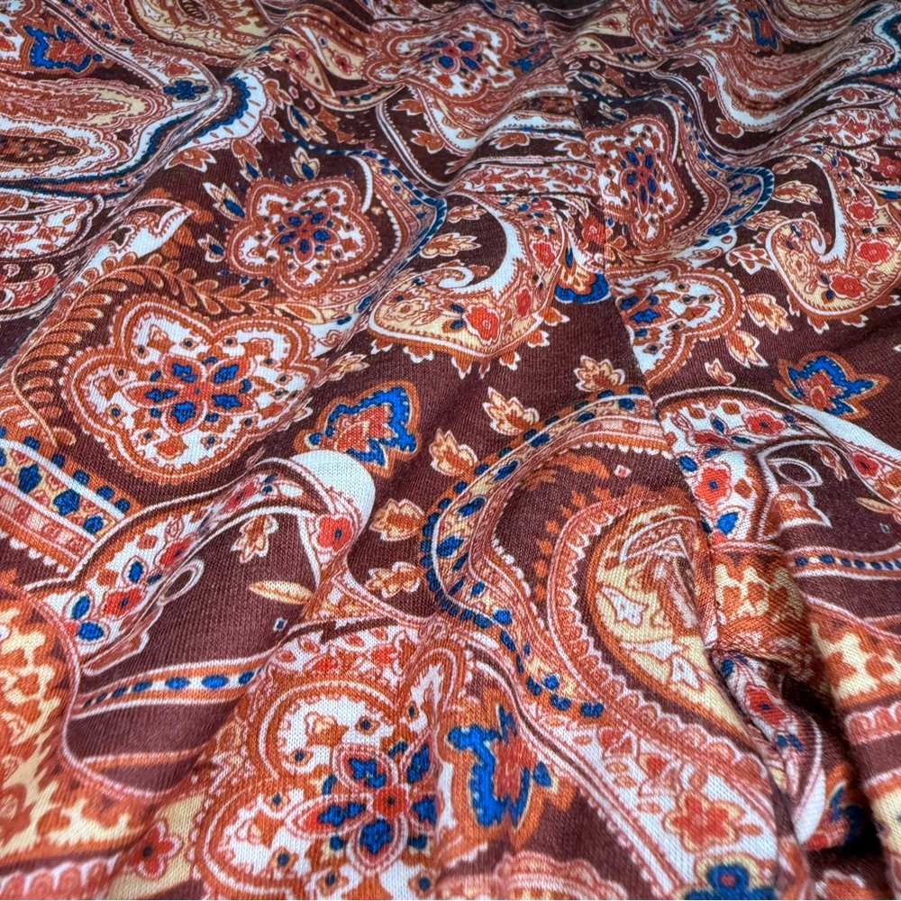 Natural Life Flare Pants Women’s Size XL Red Orange Paisley Print - Picture 2 of 13